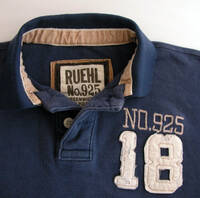 RUEHL No.925 　ポロシャツ メンズ Ｓ 　紺色　ダメージ加工　 ルールナンバー925　 アバクロ