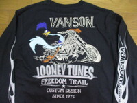 vanson　ロードランナー　ロンT　Lサイズ　刺繍　バンソン　コラボ　長袖　Tシャツ　バイカー　ライダース