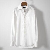 麻布テーラー azabu tallor 4-TE055 ワイドカラー 高級 長袖 シャツ Yシャツ シャドーストライプ ホワイト メンズ　XL相当