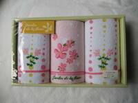 ミニタオル 3枚セット箱入り 23×23cm ピンク系花柄