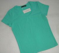 タグ付き・未使用◆インエine／Uネック半袖Tシャツ38(9号)青緑系2,100円