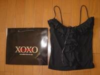 ◆美品XOXO◆キスキス シフォン Wフリル リボン キャミソール黒